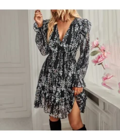 Long-Sleeved Low-Cut Tie Cut-Out Printed Skirt Wholesale Women'S Bottom N4623041200023 -Dress Sales Store O1CN016fOS2X1wuaxcbE2nX 3267756368 0 cib 4