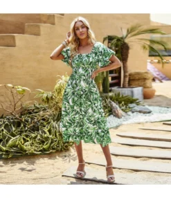 Elegant Botanical Floral Full Print Bubble Sleeve Square Neck Long Dress Wholesale Dresses V5923041200043 -Dress Sales Store O1CN01DjzEcb1ND4n1KzXTr 2425141535 0 cib 4