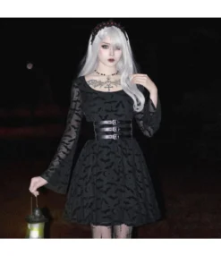 Dark Temperament Bat Jacquard Bell Sleeve A Swing Dress Wholesale Dresses Without Belt N46923031300022 -Dress Sales Store O1CN01INa5vr1MhTPru2Ary 3900101466 0 cib