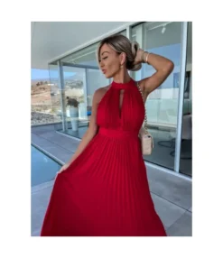 Elegant Solid Colour Sleeveless Hanging Neck Pleated Big Pendulum Dress Wholesale Dresses N5923090100072 -Dress Sales Store O1CN01J2O9131UK8CLjQLM8 2099122498 0 cib 5