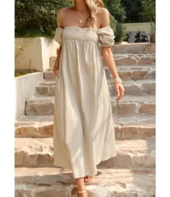 Elegant Flower Petal Sleeve Solid Color Square Neck Long Dress Wholesale Dresses V5923041200032 -Dress Sales Store O1CN01Jamj531ND4mybRsFm 2425141535 0 cib