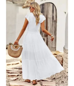 Pleated Solid Color Elegant Round Neck Dress Wholesale Dresses N4623041200018 -Dress Sales Store O1CN01MYu4761ND4lEzqOR2 2425141535 0 cib