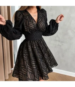 Lantern Sleeve Jacquard Commuter A-Line Slim Dress Wholesale Dresses N462302140018614 -Dress Sales Store O1CN01OFwgCC2Gztr1uDk3P 2212501819087 0 cib 3