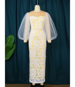 See-Through Round Neck Bubble Sleeve Lace One-Step Dress Wholesale Dresses V5923050600032 -Dress Sales Store O1CN01Oceu1N1TGB8nzujoh 2206882922354 0 cib