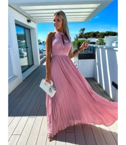Elegant Solid Colour Sleeveless Hanging Neck Pleated Big Pendulum Dress Wholesale Dresses N5923090100072 -Dress Sales Store O1CN01R6xZF51UK8C875fRg 2099122498 0 cib 5