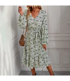 Casual Long-Sleeved Floral Print V-Neck Chiffon Ruffle Dress Wholesale Dresses V5923041200024 -Dress Sales Store O1CN01RHNaTL1ND4juuy2Ng 2425141535 0 cib 4
