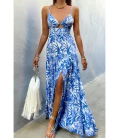 Printed V-Neck Hollow Vacation High Slit Sexy Sling Dress Wholesale Maxi Dresses N5323031600438 -Dress Sales Store O1CN01RhFJsb1IceopYZi9W 2206601180914 0 cib 4