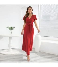 V-Neck Open Back Slim Fit Party Shiny Bright Lace-Up Waist A-Line Dress Wholesale Maxi Dresses N5323030300054 -Dress Sales Store O1CN01SBpI9r1wQMp1kUKfM 2455536302 0 cib 5