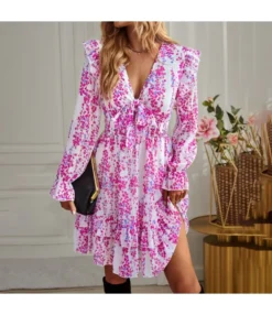 Long-Sleeved Low-Cut Tie Cut-Out Printed Skirt Wholesale Women'S Bottom N4623041200023 -Dress Sales Store O1CN01b74K4F1wuaxcGwCxY 3267756368 0 cib 4