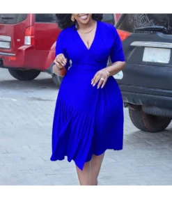 Fashion V-Neck Waist Pleated Mid-Length Dress Wholesale Dresses N5923080800096 -Dress Sales Store O1CN01bXvKjZ26UcgmADw0E 4225457665 0 cib 6
