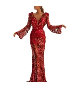 Sexy Long Sleeve V Neck Sequins Hollow Dresses Wholesale Dresses N5923081800005