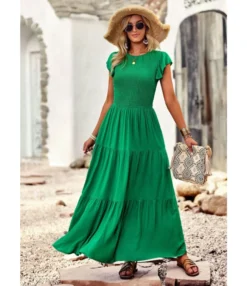 Pleated Solid Color Elegant Round Neck Dress Wholesale Dresses N4623041200018 -Dress Sales Store O1CN01dMeNL81ND4lGApipw 2425141535 0 cib 4