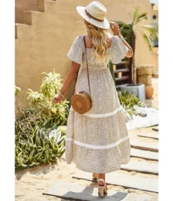 Elegant Ruffle Sleeve Floral Print Strapless Collar Long Dress Wholesale Dresses V5923041200046 -Dress Sales Store O1CN01e5tnCk1ND4n1Oe7iq 2425141535 0 cib