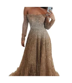 Sexy Shiny Sequins One Shoulder Long Sleeve Sheath Dresses Wholesale Dresses N5923081800016
