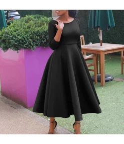Fashion Solid Color Long Sleeve High Waist A-Line Dress Wholesale Dresses N5923080800075 -Dress Sales Store O1CN01fX79g226Ucf5TT4rN 4225457665 0 cib 6