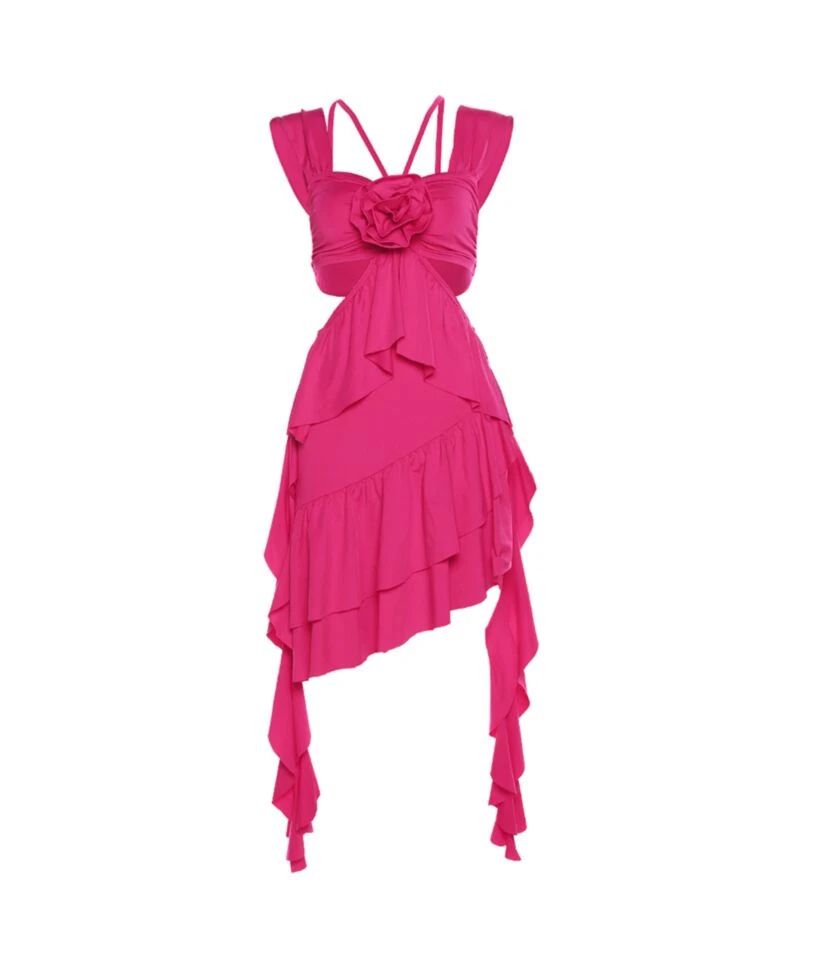 Asymmetric Sling Hollow Flower Dress Wholesale Dresses 2 Asymmetric Sling Hollow Flower Dress Wholesale Dresses - Image 2