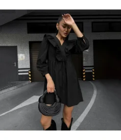 Temperament Long Sleeve High Waist A- Line Ruffled Black Dress Wholesale Dresses N5323021500005 -Dress Sales Store O1CN01jQfmar2Gztq33bqjA 2212501819087 0 cib