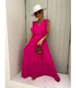 Sexy V-Neck Crossover Ruffle Sleeve Pressed Pleat Dress Wholesale Dresses N5923080800028 -Dress Sales Store O1CN01jsLW461ZzsIxOAjJC 2211169913266 0 cib 4