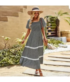 Elegant Ruffle Sleeve Floral Print Strapless Collar Long Dress Wholesale Dresses V5923041200046 -Dress Sales Store O1CN01m57GCx1ND4mxFOeto 2425141535 0 cib 4