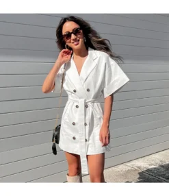 Button-Down Short-Sleeve Belt Commuter Loose Suit Dress Wholesale Dresses N4623070600032 -Dress Sales Store O1CN01owcxPg2Gztsq0mhH7 2212501819087 0 cib 3