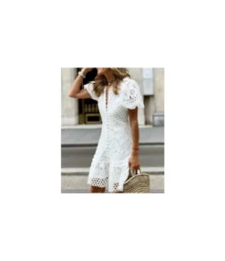 Fashion Jacquard Lace Wrap Hip Bubble Short Sleeve Dress Wholesale Dresses N5923090100071 -Dress Sales Store O1CN01qzOQXV1UK8CR8epag 2099122498 0 cib