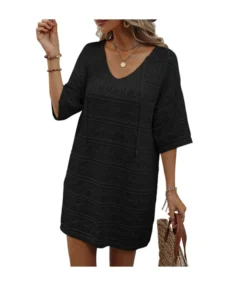 Casual Short-Sleeved V-Neck Hollow Vacation Beach Sunscreen Dress Wholesale Dresses V5923051300042 -Dress Sales Store O1CN01roFChf1KExZrqcQrH 3418581133 0 cib 4