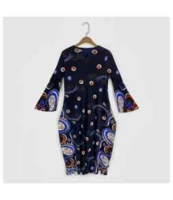 All Over Print Maxi Dresses Flared Sleeve Wholesale Womens Clothing N3823082300016