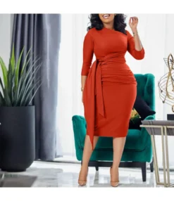 Fashion Solid Color Seven Part Sleeve Pleated Strapped Dress Wholesale Dresses N5323032800174 -Dress Sales Store O1CN01uQzaGS26UceyrKSW7 4225457665 0 cib 6