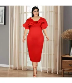 Sexy Halter Backless Wooden Ear Edge Short Sleeve Slim Party Dress Wholesale Dresses V5923050600019