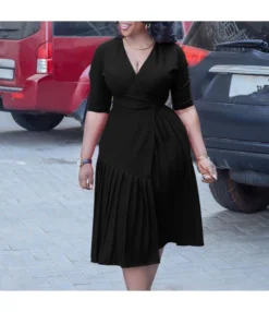 Fashion V-Neck Waist Pleated Mid-Length Dress Wholesale Dresses N5923080800096 -Dress Sales Store O1CN01wXs4Kp26Ucgc6Y3Dc 4225457665 0 cib 6