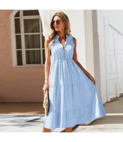 Casual Sleeveless Striped V-Neck Dress Wholesale Dresses V5923050300050 -Dress Sales Store O1CN01xkgaV61wuayj57pd7 3267756368 0 cib 4