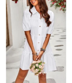 Solid Color Casual Lapel Puff Short Sleeve Smocked Dress Wholesale Dresses N5323032300139 -Dress Sales Store O1CN01yqlkrl1ND4kpDhvzr 2425141535 0 cib 4