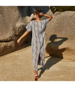 Vintage Striped Print Short Sleeve V Neck Wholesale Slit Maxi Dresses SD220171 -Dress Sales Store a174a1b2 5575 4154 9de0 cc25d1c52626 9222a313befbf86b444e43abd4586451