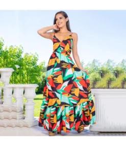 Colorful Printed Plunge Neck High Waist Resort Sundresses Ruffled Slip Dress Wholesale Maxi Dresses SDN533566 -Dress Sales Store a1ff02b9 c55e 4089 8e5d f598e4752968 e037a13d1369af3496b617649f6dbcb2