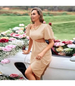 Women Fashion Puff Sleeve Slash Neck Hollow Out Wholesale Casual Dresses SD204247 -Dress Sales Store a2a8b895 f495 418a 8ab5 4116f5dede69 5c7f4b7caae8b53a2aceda7b1073ecea