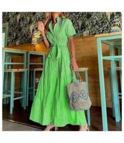 Striped Print Short Sleeve Lapel Smocked Shirtdress Wholesale Maxi Dresses SDN534931 -Dress Sales Store a304bbab 446c 43bc 896e e57234df6663 26e6ab667790e988b1b7c2915dc40890
