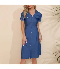 Short Sleeve Denim Dress Women Vendors V-Neck Slim T Shirt Dress Wholesale SD181153 -Dress Sales Store a99b8517 b703 4730 8f15 c1964f03ab80 2563374a29377380d1a647d2c290009b