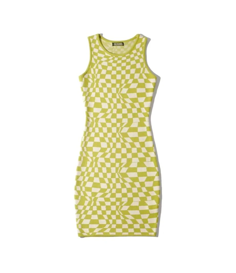 Round Neck Sleeveless Plaid Knitted Dress Wholesale Clothing SD070186 5 Round Neck Sleeveless Plaid Knitted Dress Wholesale Clothing SD070186 - Image 5