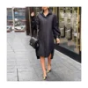 Solid Button Down Lantern Sleeve Irregular Shirt Dress SD080177