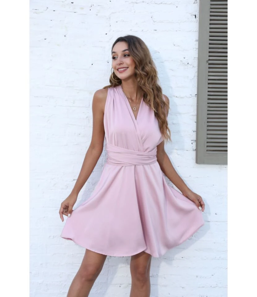 Sexy V-Neck Lace-Up Sleeveless Dress Loose Solid Color Backless Wholesale Dresses SDN560670 3 Sexy V-Neck Lace-Up Sleeveless Dress Loose Solid Color Backless Wholesale Dresses SDN560670 - Image 3