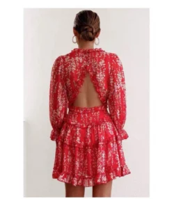Floral Print Long Sleeve Vacation Dress Wholesale Dresses Backless Puff Sleeves SD203967 -Dress Sales Store adadd951 512e 43ef 9f7e 1cbc775df3f2 7897FB15613686534E1C4D0FC0895B77