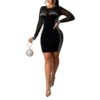 Sexy Long Sleeve Mesh Cheap Womens Dresses Wholesale SD191405