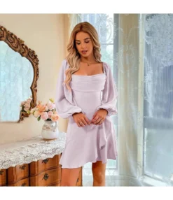 Sexy Square Neck Puff Sleeve Dress Solid Color Ruffled Wholesale Dresses SDN561726 -Dress Sales Store b13fe430 7149 44f4 af9b a9e973a043b5 5fe56aaab2fae23d41568fcd5d2fcd79