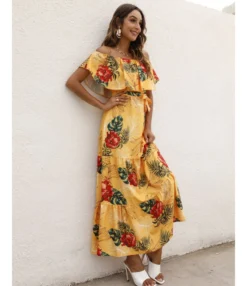 Leopard & Floral Printed Off Shoulder Ruffled Wide Lapel Resort Dress Wholesale Maxi Dresses SDN533198 -Dress Sales Store b206c645 af1b 4c81 bb00 ced1a91b2c54 440a65fafbbca818821c297ec2395ac9