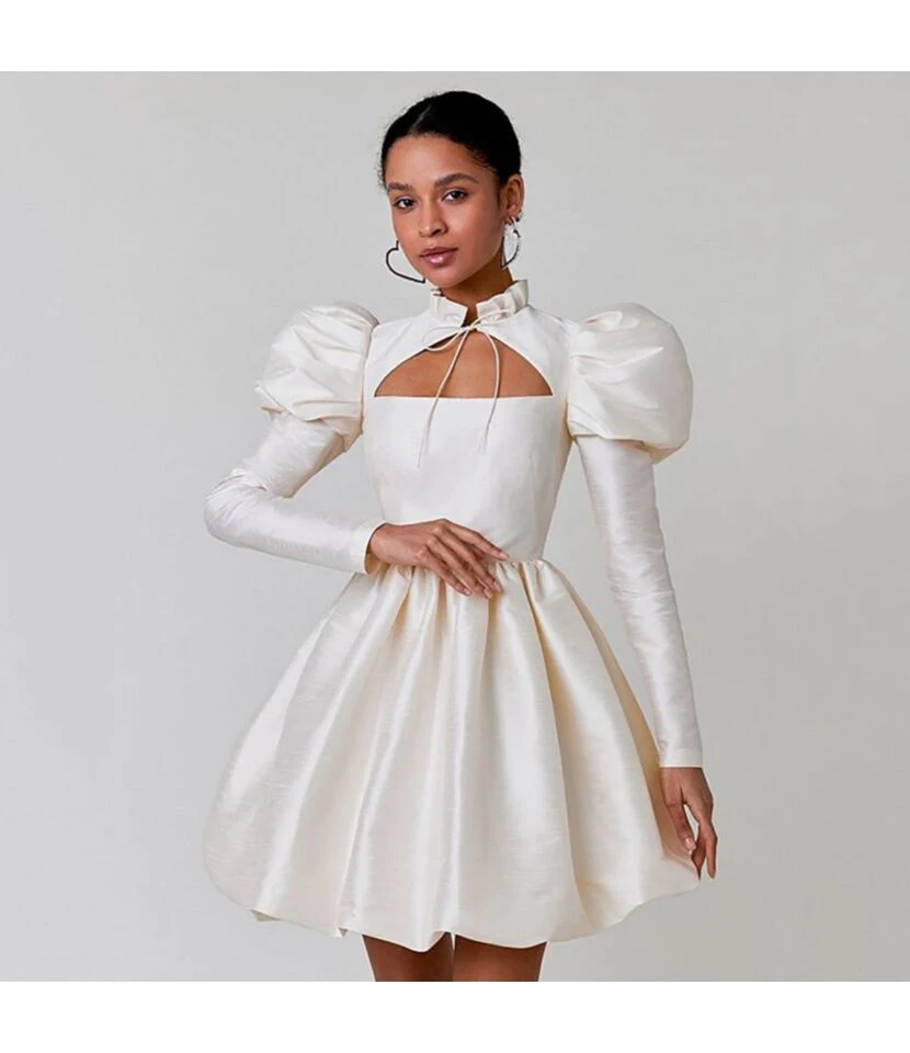 Bandage Puff Sleeve Solid Color Niche Bud Princess Dress Wholesale Dresses SDV463726 7 Bandage Puff Sleeve Solid Color Niche Bud Princess Dress Wholesale Dresses SDV463726 - Image 7