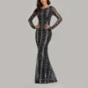 Sequin Slim Party Dress Elegant Party Long Sleeve Fishtail Evening Dress Wholesale Maxi Dresses SDN537007