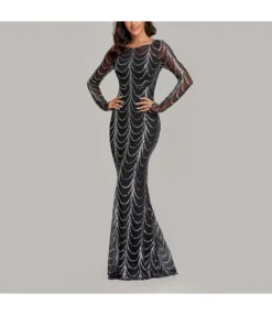 Sequin Slim Party Dress Elegant Party Long Sleeve Fishtail Evening Dress Wholesale Maxi Dresses SDN537007