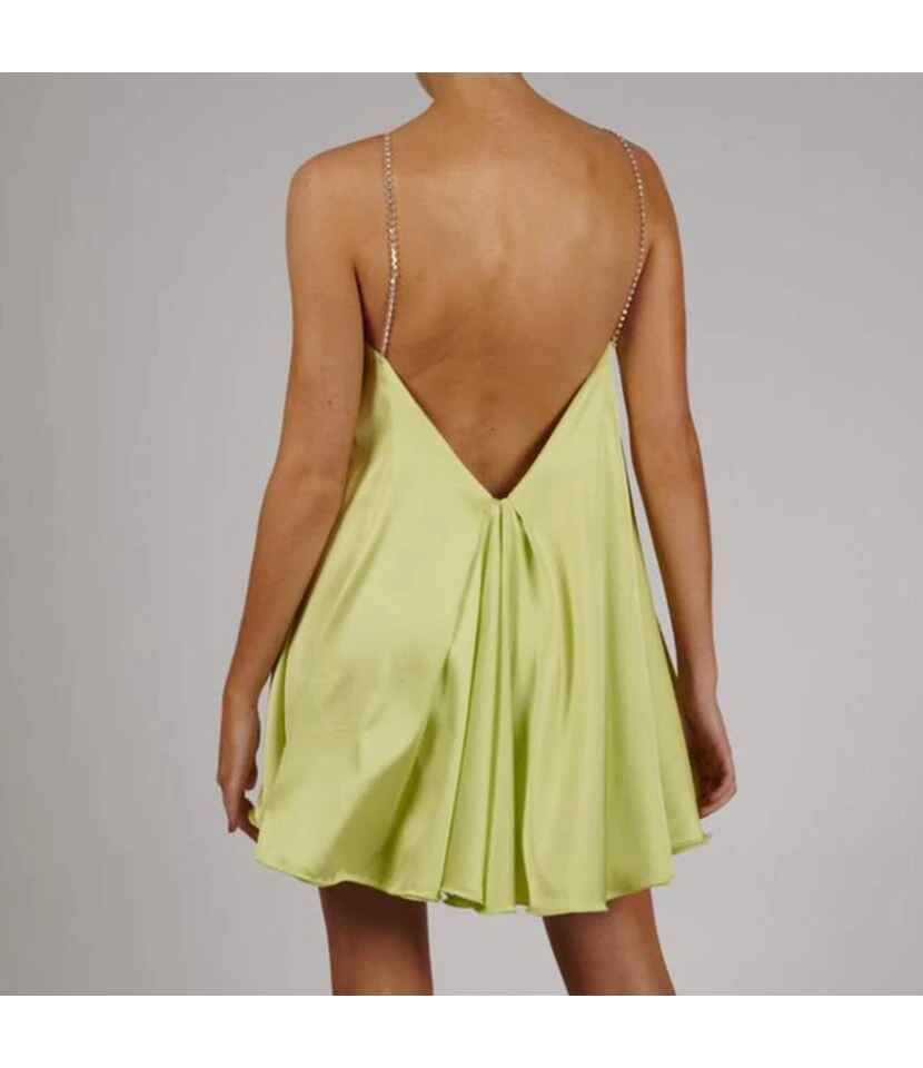 Solid Color Rhinestone Chain Sundresses Sling V-Neck Open Back Satin Dress Party Sexy Wholesale Mini Dresses SDN532986 6 Solid Color Rhinestone Chain Sundresses Sling V-Neck Open Back Satin Dress Party Sexy Wholesale Mini Dresses SDN532986 - Image 6