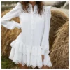 Fashion Hollow Lace Ladies T Shirt Dress Wholesale Long Sleeve SD202527