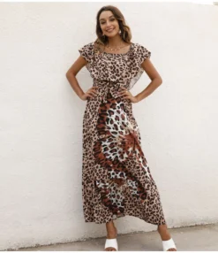 Leopard & Floral Printed Off Shoulder Ruffled Wide Lapel Resort Dress Wholesale Maxi Dresses SDN533198 -Dress Sales Store bd09a364 a151 4548 85e1 3965aab7daf9 84316f3519fb23ca4461ecc35afa7971